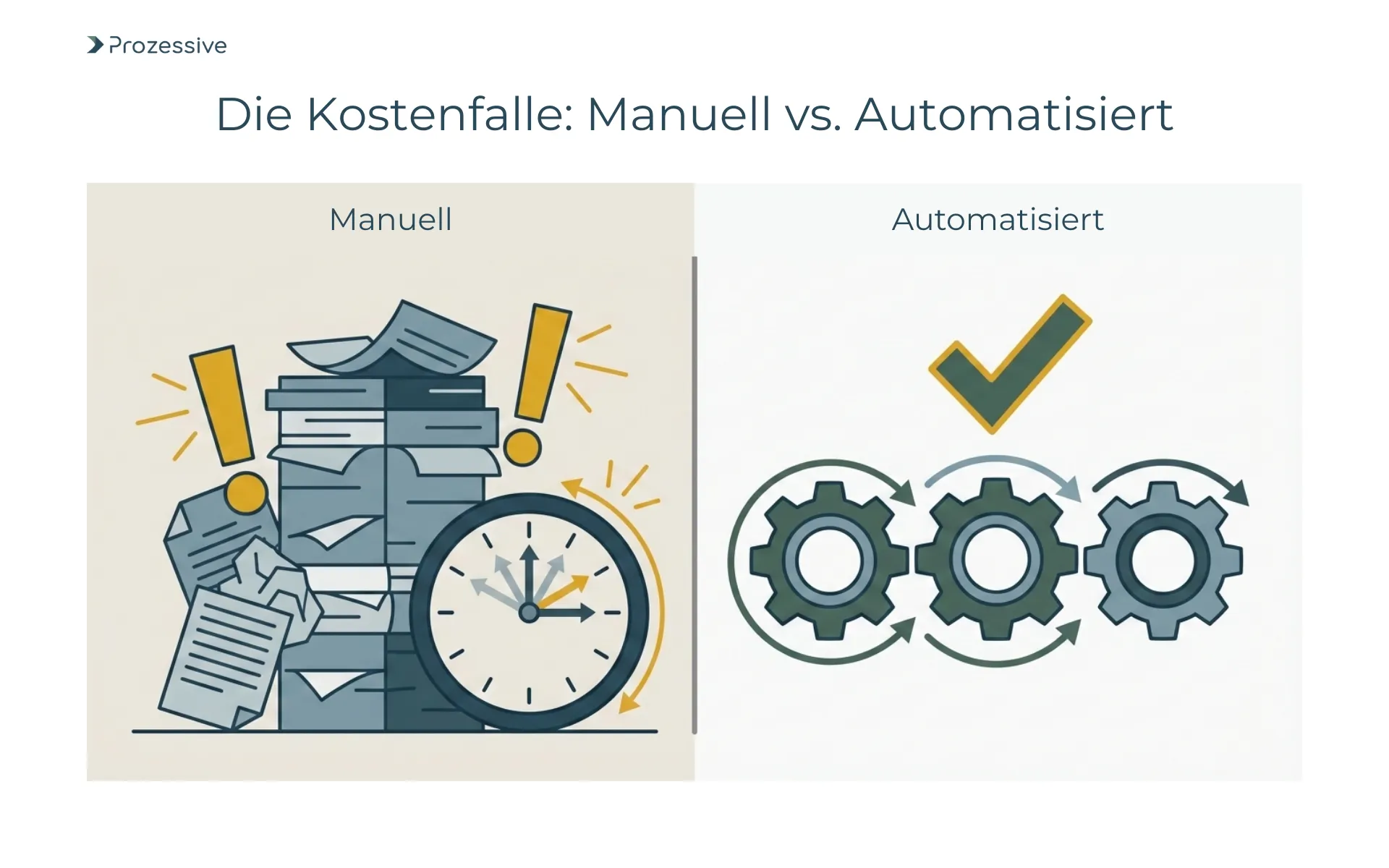 Vergleich zwischen manuellen Papierprozessen und digitaler Prozessautomatisierung im Backoffice zur Vermeidung von Medienbrüchen.